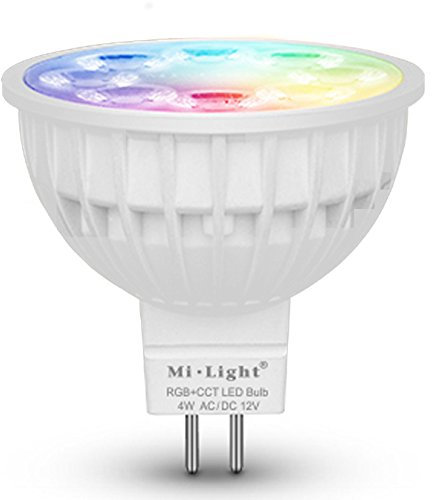 LIGHTEU®, 1x 4W 12V GU5.3 MR16 RGB + CCT Faretto a LED Faretto a colori e temperatura CCT WW CW regolabile, controllata da MiLight WiFi ibox/remoto (non inclusa), FUT104