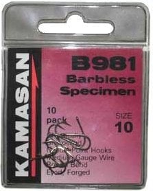 Kamasan B981 Barbless Specimen Hooks Size 10