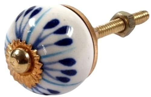 Kleiner Möbelknopf aus Keramik, handbemalt, Durchmesser 3 cm, Modell 24 | Möbelknauf für Schubfächer und Schränke, Gewinde M5, einfach zu montieren, stilvolle Akzente setzen.