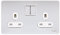Schneider Electric Ultimate Screwless Flat Plate - Switched Double Power Socket, Double Pole, 13A, GU3420DWPC, Polished Chrome with White Insert