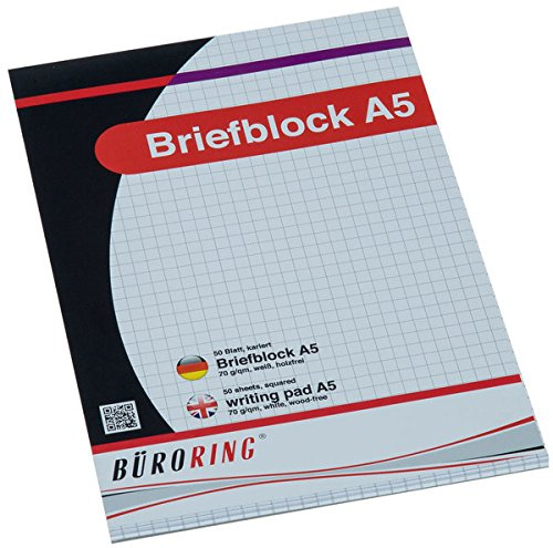 Büroring Briefblock A5/50 Bllatt rautiert, holzfrei, weiß