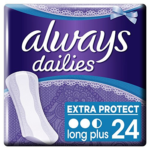 Always Dailies Extra Protect Panty Liners Long Plus, Pack of 24