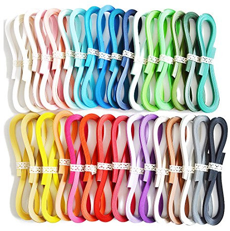 JUYA Quilling-Streifen-Set von TANT Paper, 32 Farben, 1280 Streifen, 39 cm Länge, 116 GSM (Breite 10 mm)