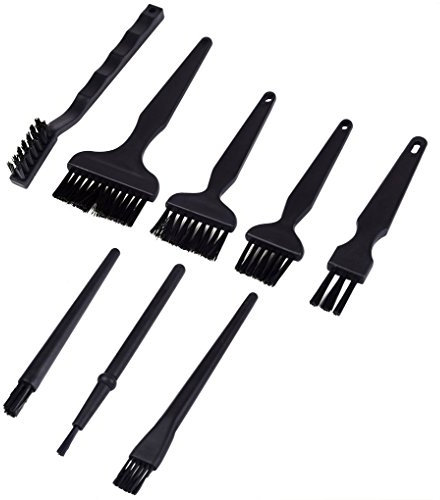 Itian 8 Mango de Plástico de Nylon Antiestático Limpieza con Cepillo Cepillo Kit de Teclado (Negro)