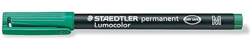 10er Sparpack Staedtler Feinschreiber Lumocolor für Overhead-Projektion und fast alle Flächen in Strichstärken S/F/M/B permanent bzw non permanent (grün, M permanent 317)