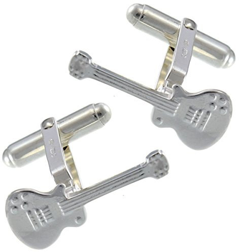 Alexander Castle Manschettenknöpfe aus 925er-Sterlingsilber mit Gitarre, originelle Manschettenknöpfe für Herren, mit Schmuck-Geschenk-Box, Musikgeschenke für Männer, Sterling-Silber, Kein Edelstein