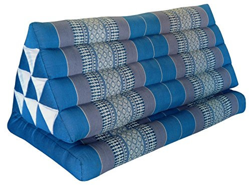 Wilai Kapok Thaikissen, Dreieck XXL mit 1 Auflage (81916 - blau/grau)
