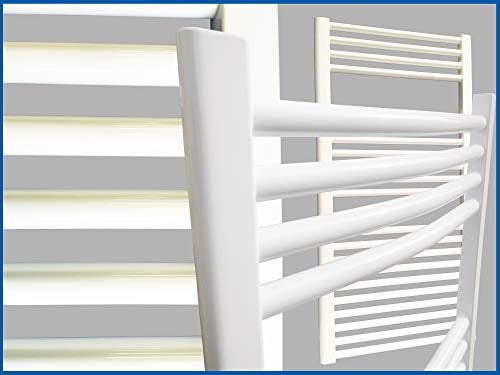 Badheizkörper SMYRNA Weiß 400 x 1600 mm. Gebogen Standardanschluss Handtuchtrockner Handtuchwärmer