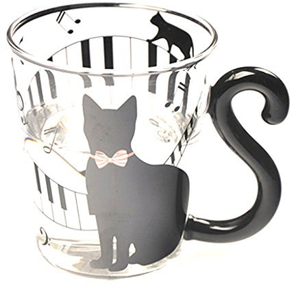 Tasse en Verre Motif Chat Chaton - Lait, Thé, Café - Créative et Mignonne