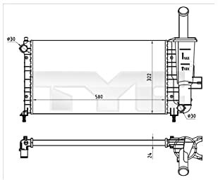 TYC Radiatore motore 709-0026-R per PUNTO (188)