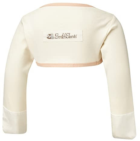 ScratchSleeves | Stay-on Scratch Mitts for Itchy Toddlers | Cream/Cappuccino | 9-12m
