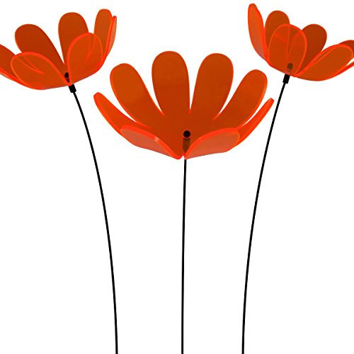 SUNPLAY Sonnenfänger Ringelblume in ORANGE, 3 Stück zu je 15 cm Durchmesser im Set + 70 cm Schwingstäbe