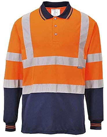 Portwest Two-Tone Long Sleeved Polo, Size: XXXL, Colour: Orange/Navy, S279ONRXXXL