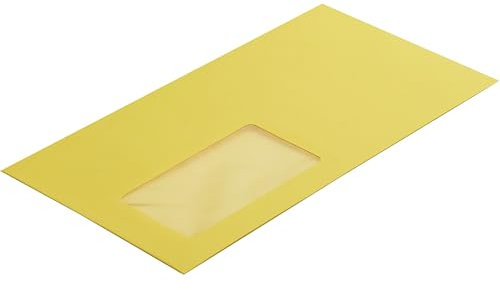 100 Stück, Farbige Briefumschläge, DIN C6/5, Haftklebung mit Abziehstreifen, Gerade Klappe, 130 g/qm Colorista, Mit Fenster, Gelb, Blanke Briefhüllen