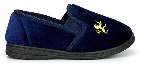 Sleepers Boys Kyle Twin Gusset Slip On Slippers with Rubber Sole Navy Blue