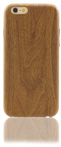 monjour Handyhülle für Apple iPhone 6 / 6s Plus Handy Schutz Hülle [Holz Design] Mandala Wood Back Cover Soft [TPU Silikon] Slim Cover Case in Mittel