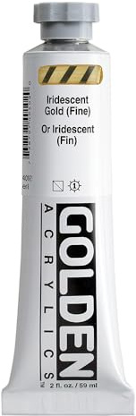 Heavy Body Acrylics by GOLDEN, Iridescent Gold (FINE), 59 ml Tube, Professional Acrylic Paint, Semi-Transparent