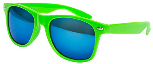 Ciffre Sonnenbrille Nerdbrille Nerd Retro Look Brille Pilotenbrille Vintage Look - ca. 80 verschiedene Modelle Neon Grün Blau Verspiegelt