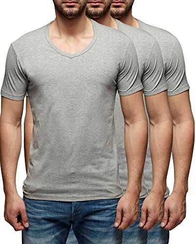 3er Pack Jack & Jones V-Neck Basic T-Shirt Weiß Schwarz Grau Blau oder Farbmischung