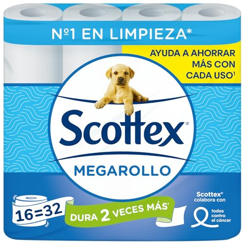 Scottex Megarollo Toilettenpapier, 16 Rollen (32 Rollen einer Originalrolle)