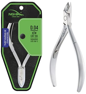 Nghia Cuticle Nipper - D-04 JAW 12 | Stainless Steel | Durable and Sharp | Ergonomic Design | Grey Plated | Ideal for Salons and Home Use