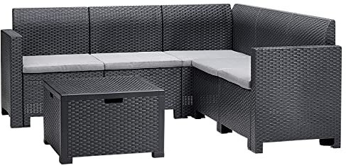 BICA Gartenmöbel Set Nebraska Corner, Salon 5 Plätze, Graphit, Rattan Design