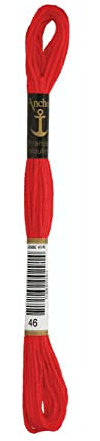 Anchor - Filo da ricamo a sei fili, 8 m, colore: Rosso