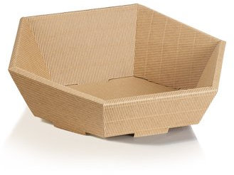 10 x Präsentkorb Swing- Natur, Geschenkkorb, Wellpappkorb 6-eckig - Größe: mittel