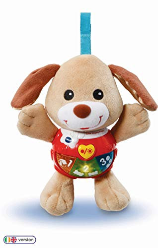 Vtech 502303 Little Singing Puppy Educational Baby, Clip On Cot, Pushchair and Pram, Soothing Soft Interactive Toy, for 3, 6, 12 Months Boys and Girls , Brown