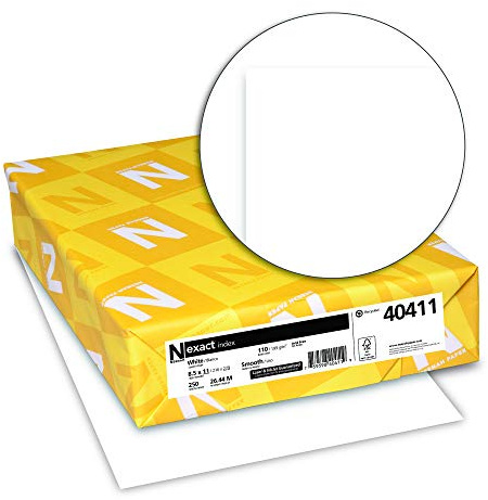 Neenah Paper Exact Index Card Stock, 94 Bright, 110 lb Index Weight, 8.5 x 11, White, 250/Pack