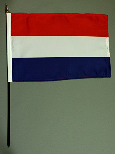 Buddel-Bini Handflagge Tischflagge Niederlande Holland 20x30 cm mit 42 cm Mast aus PVC-Rohr, ohne Ständerfuß, Stockflagge