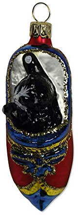 Lauschaer Glas Christbaumschmuck Katze im Schuh rot/blau Christbaumschmuck mundgeblasen,handdekoriert