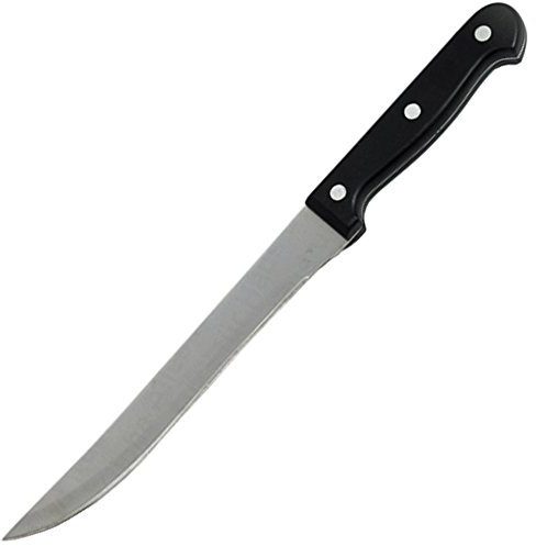 SSW Chili Fleischmesser mit einer Klingen aus rostfreiem Messerstahl, schwarzer Kunststoffgriff mit 3 Punkt Edelstahlvernietung, pflegeleicht, spülmaschinengeeignet, Größe: 19 cm, 912120