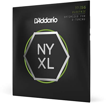 Cuerdas de guitarra eléctrica D'Addario, NYXL niqueladas, NYXL1156, calibre 11-56, superior medio/inferior extra grueso, juego de 6 cuerdas, paquete de 1, 1-Pack, Med. Top/X-Hvy Bottom, 11-56
