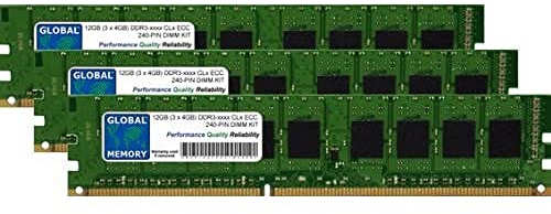 Global Memory 12GB (3 x 4GB) DDR3 800/1066/1333/1600/1866MHz 240-PIN ECC DIMM (UDIMM) Arbeitsspeicher RAM Kit für Server/Workstations/Motherboards