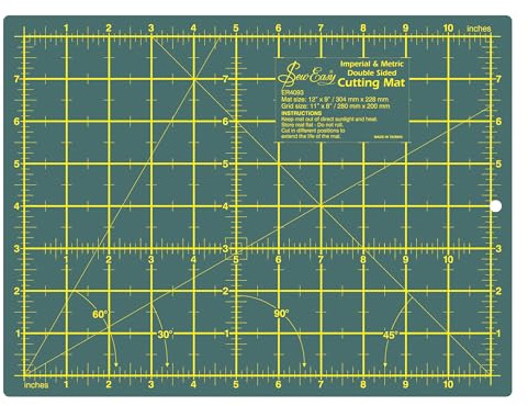 Sew Easy Cutting Mat – 30 x 20cm Self-Healing Cutter Double Sided Imperial & Metric for Quilting Sewing Patchwork Dressmaking – Green