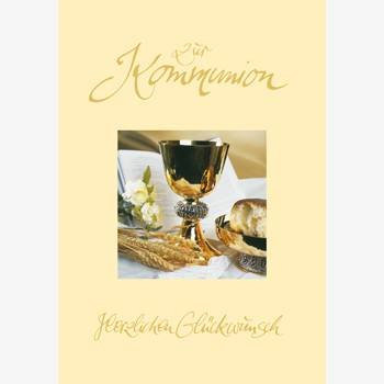 DeCoArt... Set 1 Glückwunschkarte Kommunion Kelch Ähre Brot Rose mit Umschlag und 1 Wunderkerze Herz Gold