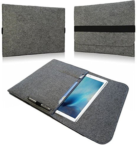 NAUC Schutzhülle kompatibel für Apple iPad Pro 12,9 Tasche Hülle Filz Sleeve Cover Notebook Case, Farben:Hell Grau