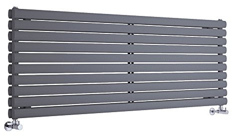 MILANO Anthracite Horizontal Double Oval Panel Radiator 590 x 1790mm