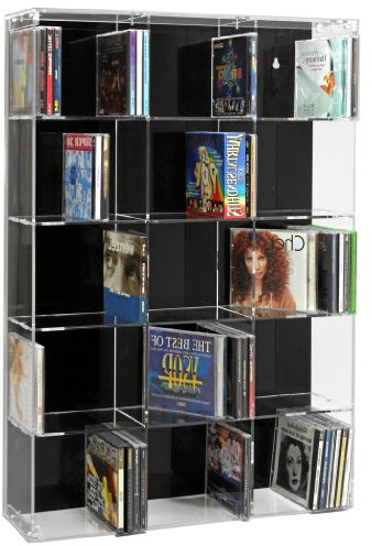 SORA Scaffale modulare per CD in Acrilico con Pannello Posteriore Nero