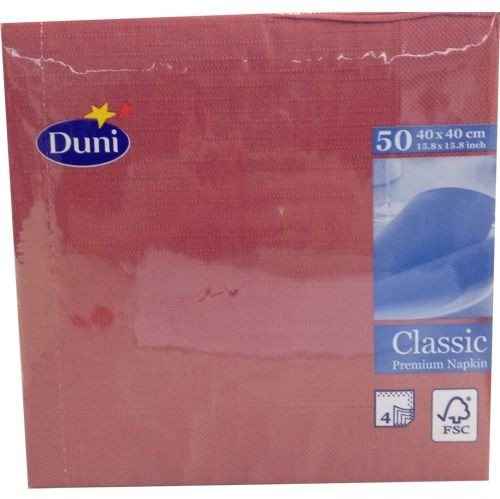Duni Dinner-Servietten 4lagig Tissue geprägt Uni bordeaux, 40 x 40 cm, 50 Stück