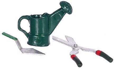 Melody Jane Dolls House Miniature 1:12 Garden Tool Accessory Set Shears Trowel Watering Can