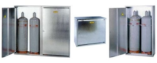 GOK Flaschenschrank 2 x 33 kg mit Rückwand für die Sicherheit der Flaschen