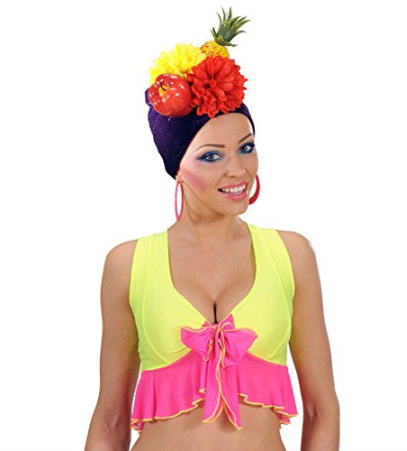 NET TOYS Obsthut Blumen Hut Partyhut Blumenhut Party Frucht tropischer Fruchthut Karnevalshut Faschingshut Samba Brasilien