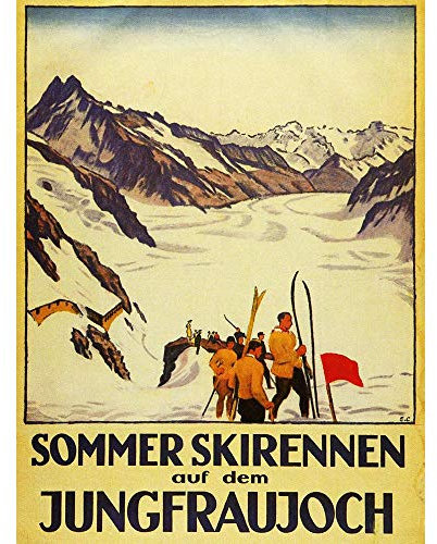 Wee Blue Coo Sport Exhibition Event Summer Ski Race Jungfrau Alpine Mountain Art Print Poster Wall Decor Kunstdruck Poster Wand-Dekor-12X16 Zoll