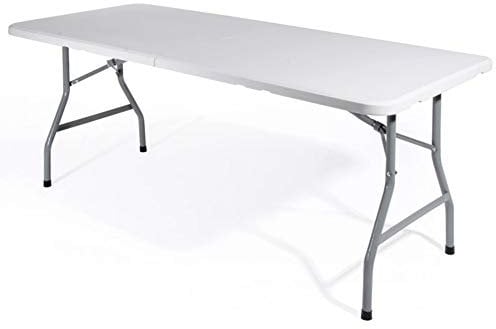 VERDELOOK Tavolo Pieghevole con Struttura in Acciaio Verniciato e Piano in plastica HDPE Diametro 22 mm