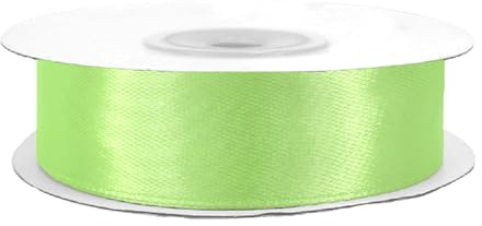 Satinband 25mm x 25m Rolle - FARBAUSWAHL in 3/6/12/18/25/38/50/75/100mm - farbecht & waschbar - Schleifenband für Hochzeit - Geschenkband zum Verpacken Dekorieren Basteln - Hellgrün 520