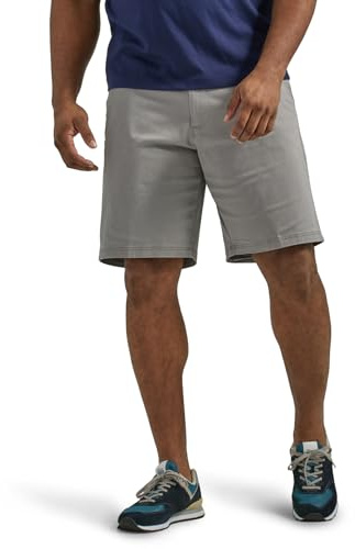 Lee Men's Big & Tall Extreme Motion Flat Front Short, Iron, 44