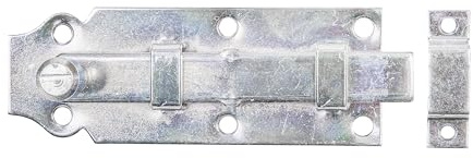 Alberts 115395 Türriegel | gerade, mit Knopfgriff und befestigter Schlaufe | galvanisch verzinkt, dickschichtpassiviert | Platte 120 x 44 mm