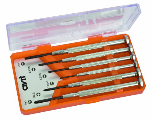 AVIT AV05010 Precision Screwdriver Set, Red/Yellow/Black, Set of 6 Piece